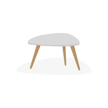 3d table with gray top and wooden legs. Minimalistic furniture style. 3d vector Stock Illustration