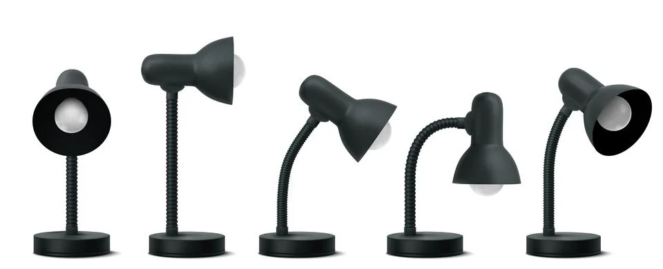 3d table lamp in different positions, desk bulb Stock Illustration