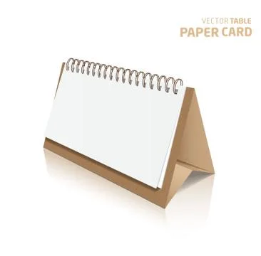 3d table paper card isolated on a grey background. Vector realis Stock Illustration