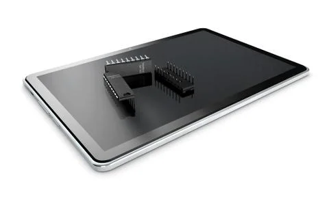 3d Tablet and tansistor on a white background Stock Illustration