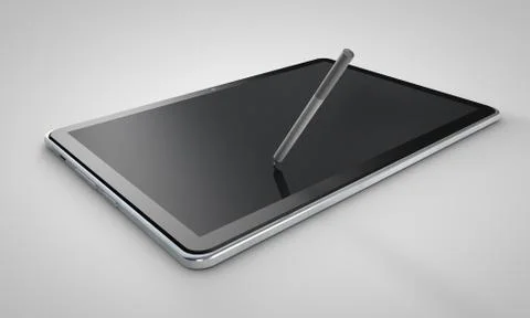 3d Tablet on a grey background Stock Illustration