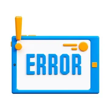 3D tablet icon with an image of an error on the main screen. イラスト素材