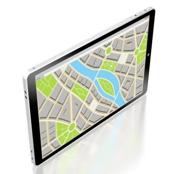 3D tablet, map concept Stock Illustration