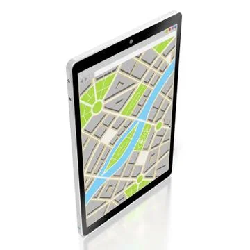 3D tablet, map concept Stock Illustration