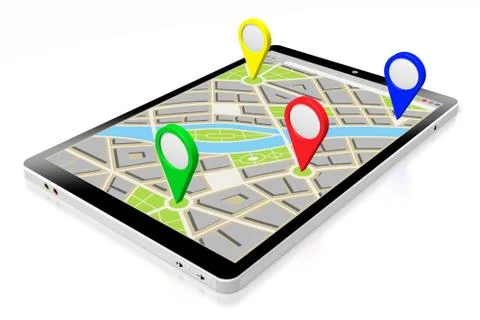 3D tablet, map - destinations concept Stock Illustration