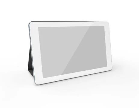 3d Tablet with silver screen on the white background Stock Illustration