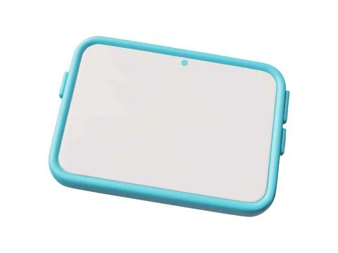 3D tablet vector with blue frame and blank white screen. Stock Illustration