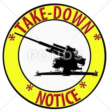 3d take down notice with anti aircraft gun Stock Illustration
