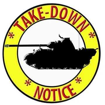 3d take down notice with tank Stock Illustration