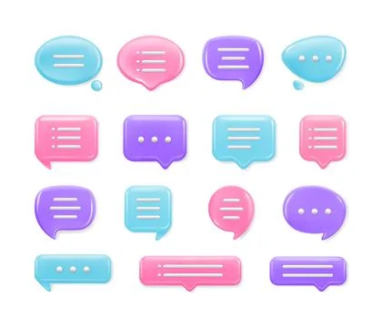 3D talk bubble. Realistic button icon. Speech text apps. Business communication Stock Illustration