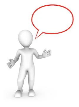 3d talking man with speech bubble above. Stock Illustration