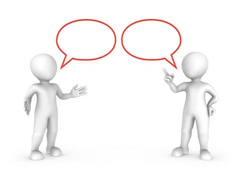 3d talking people with speech bubble above. Stock Illustration