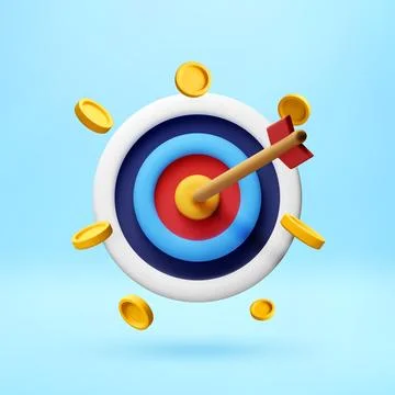 3D Target with an arrow and gold coins. Stock Illustration