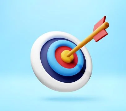 3D target with arrow hitting center. Stock Illustration
