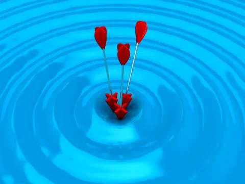3d target with arrows over white background Stock Illustration