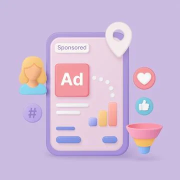 3D Targeted Advertising Mobile Analytics Concept Stock Illustration