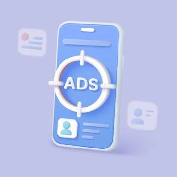 3D Targeted Advertising on Mobile Device Stock Illustration