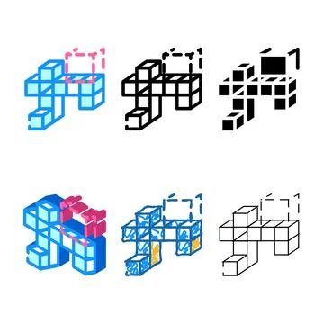 3d tasks color icon types vector color Illustrazione stock