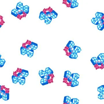 3d tasks isometric icon seamless pattern Stock Illustration