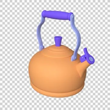 3d teapot with handle on white background. Cute retro teapot. 3d rendering Stock Illustration