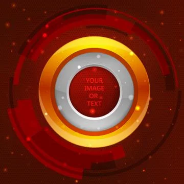 3D tech circle frame on a orange background. Vector illustration Stock Illustration