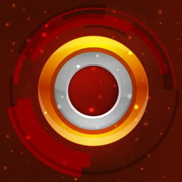 3D tech circle frame on a orange background. Vector illustration Stock Illustration