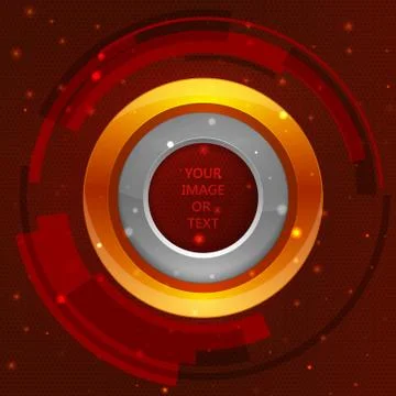 3D tech circle frame on a orange background. Vector illustration Stockillustratie