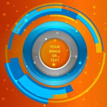 3D tech circle frame on a orange background. Vector illustration Stock Illustration