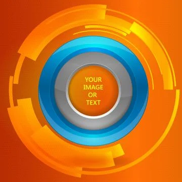 3D tech circle frame on a orange background. Vector illustration Illustrazione stock