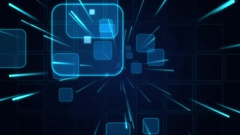 3D Tech Square Tiles Cyber Data Motion Loop Stock Footage 346690590