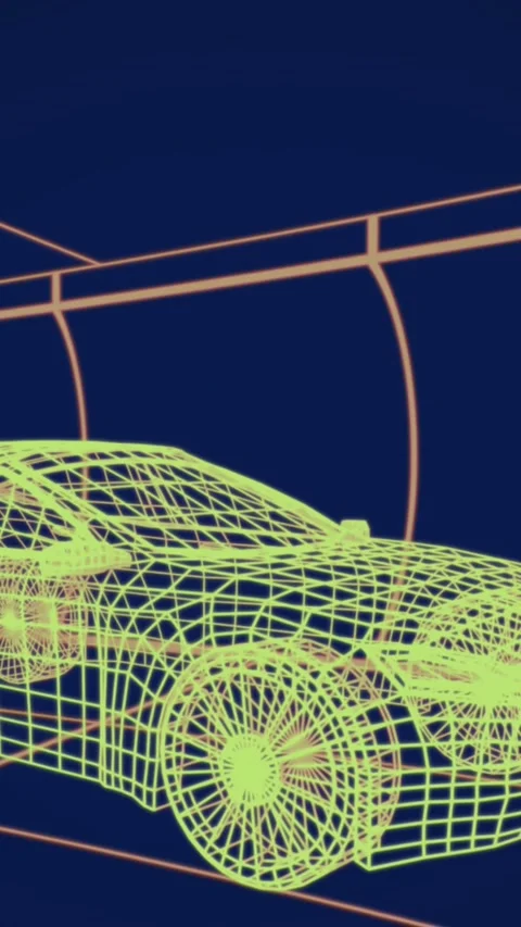 3d technical drawing of car 4k Stock Footage 342607703