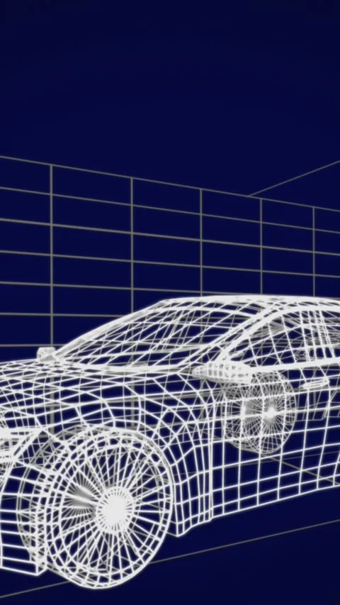3d technical drawing of car 4k Stock Footage 342641445