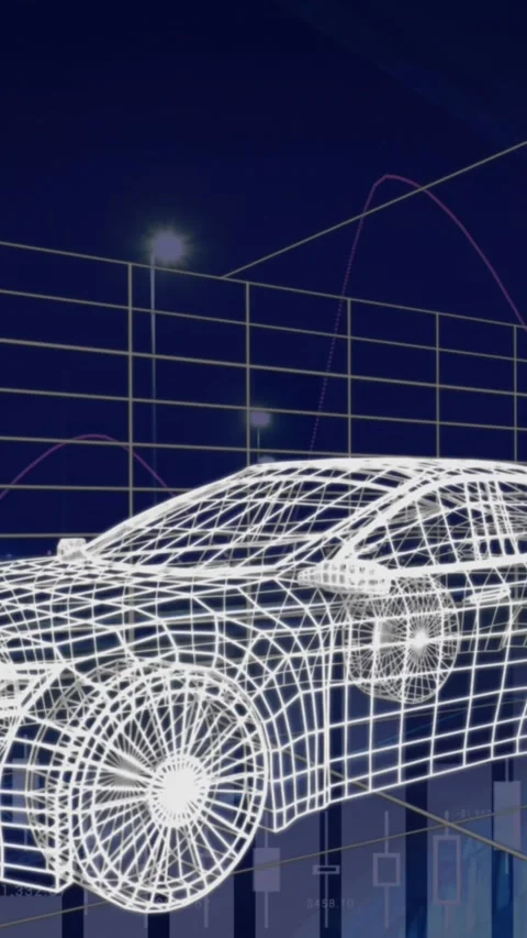 3d technical drawing of car 4k Stock Footage 342641447