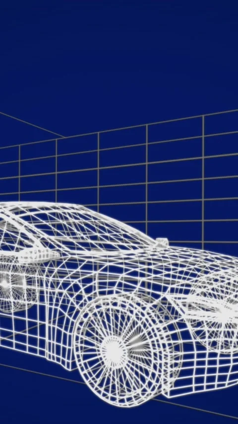 3d technical drawing of car 4k Stock Footage 342641459