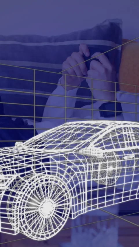 3d technical drawing of car 4k Stock Footage 342641473