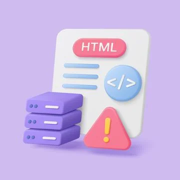 3D Technical SEO HTML Error Concept Art Stock Illustration