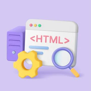 3D Technical SEO HTML Optimization Concept Art Stock Illustration