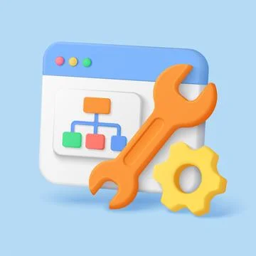 3D Technical SEO Tools and Website Structure Illustrazione stock