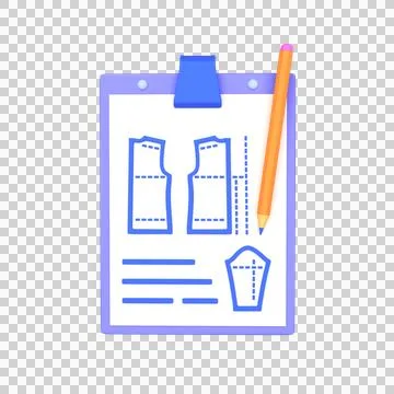 3D technical sketch for sewing a T-shirt. 3d rendering Stock Illustration