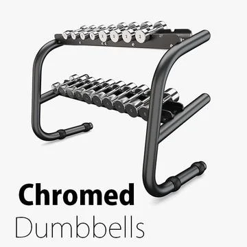 3D Technogym - Free Weight Chromed Dumbbells 3D Model