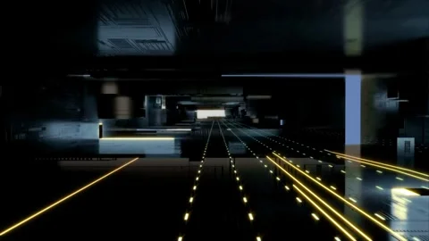 3D technological futuristic corridor with blocks and data elements Stock Footage 338097509