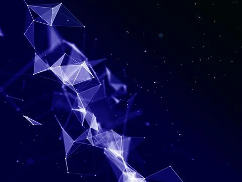 3D technology background with connecting lines and dots Foto stock