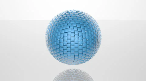 3D technology background. Revolving sphere formed by glossy cubes. Seamless loop Video stock 55228962