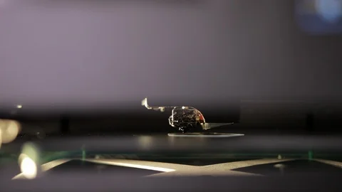 3D technology close up of the printer head printing a plastic part product. Stock Footage 124378493