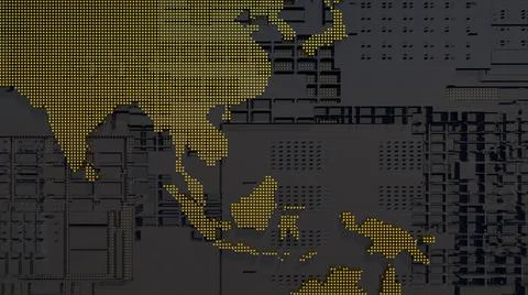 3d technology world map background. Digital globe network data concept. Business Stock Illustration