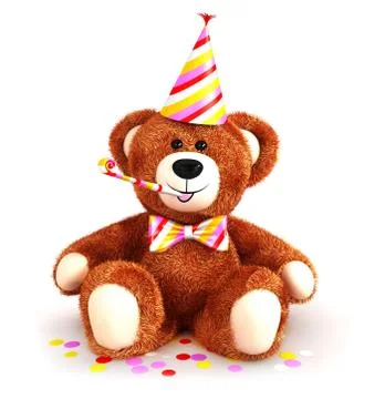 3d teddy bear party Stock Illustration