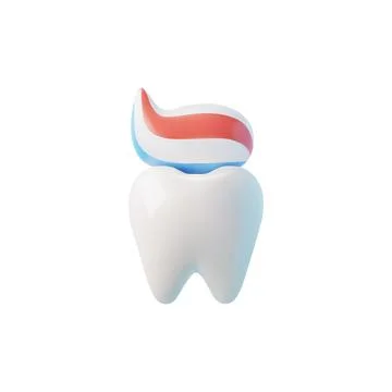 3D teeth with blue and red paste on top, realistic vector dental health and oral Illustrazione stock
