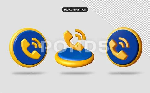 3d  Telephone button symbol communication talk incoming Modèle PSD