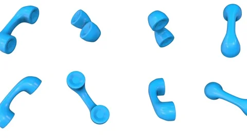3D Telephone Icons Falling on a White Background. Vintage Telephones. 4K Stock Footage 285501352
