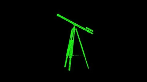 3D Telescope on black background. Scientific Cognitive concept. Exploration of Ilustración de archivo